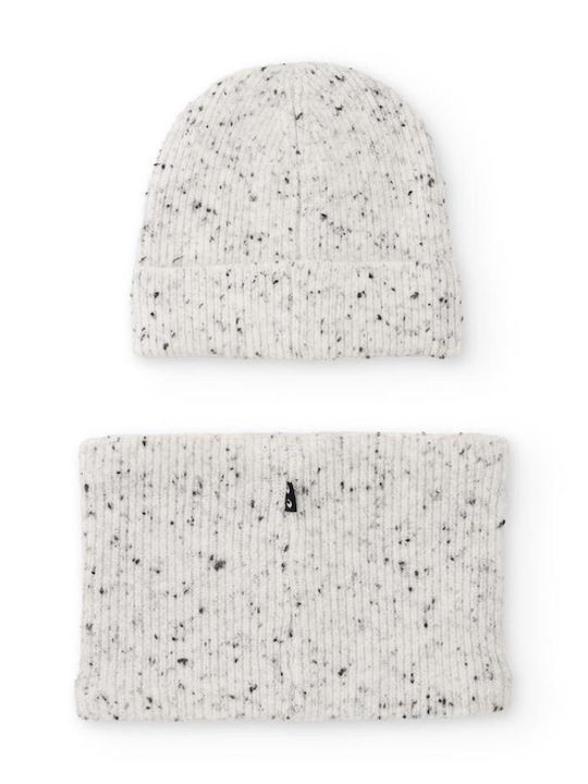 Kids Beanie Set with Scarf Knitted Gray 2pcs