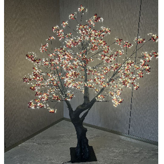 Christmas Decorative Illuminated Cherry Metal Tree Natural Appearance 30cm Electric Black