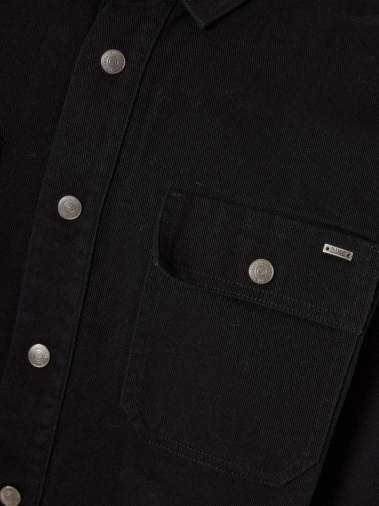 Long Sleeve Denim Overshirt Black