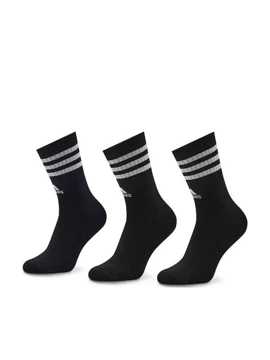 adidas Performance 3-Stripes Cushioned Athletic Socks BLACK-WHITE 3 Pairs