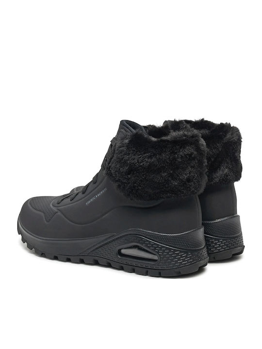 Women's Ankle Boots Platform & Fur Black