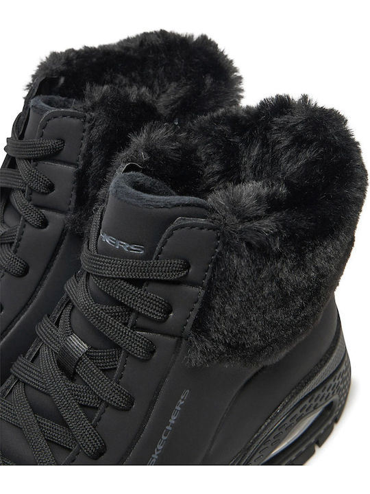 Women's Ankle Boots Platform & Fur Black