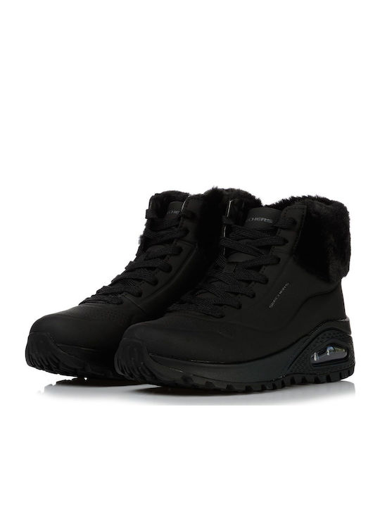 Women's Ankle Boots Platform & Fur Black