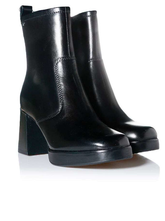 Leder Stiefeletten Damen Schwarz