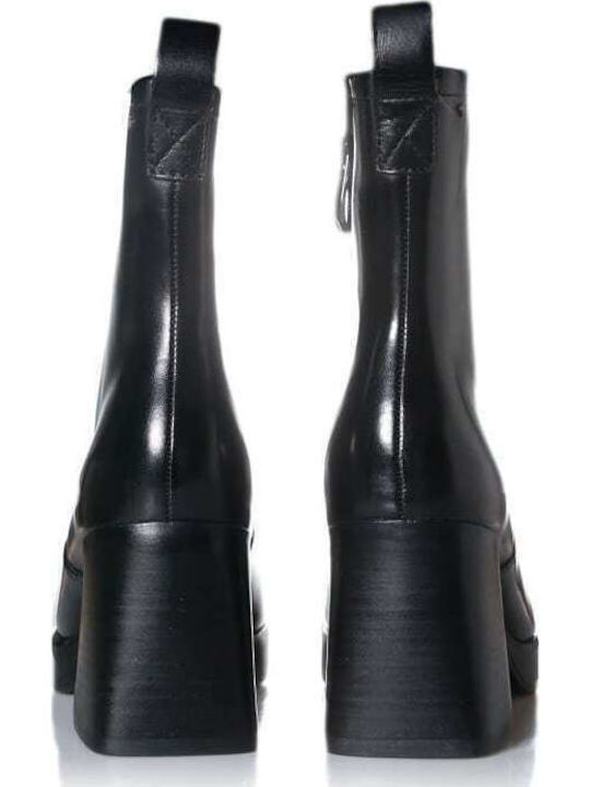 Leder Stiefeletten Damen Schwarz
