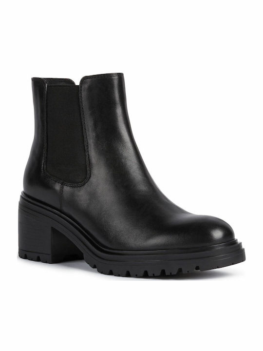 Damiana E Leather Women's Chelsea Boots with Medium Heel Black