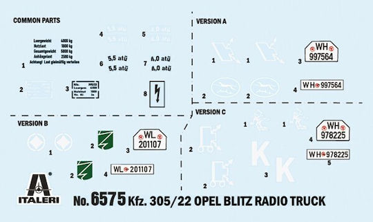 Italeri Opel Blitz Radio Truck Static Tank Model 1:35 17.1cm