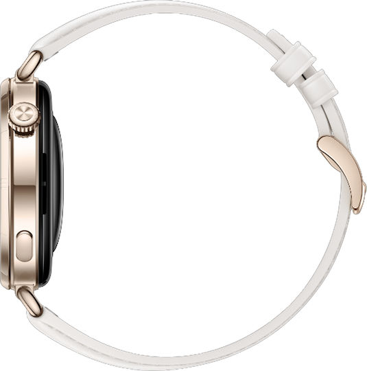 Huawei Watch GT 6 Stainless Steel 41mm Waterproof with Heart Rate Monitor (White Leather + Huawei Freebuds SE 3 Black)