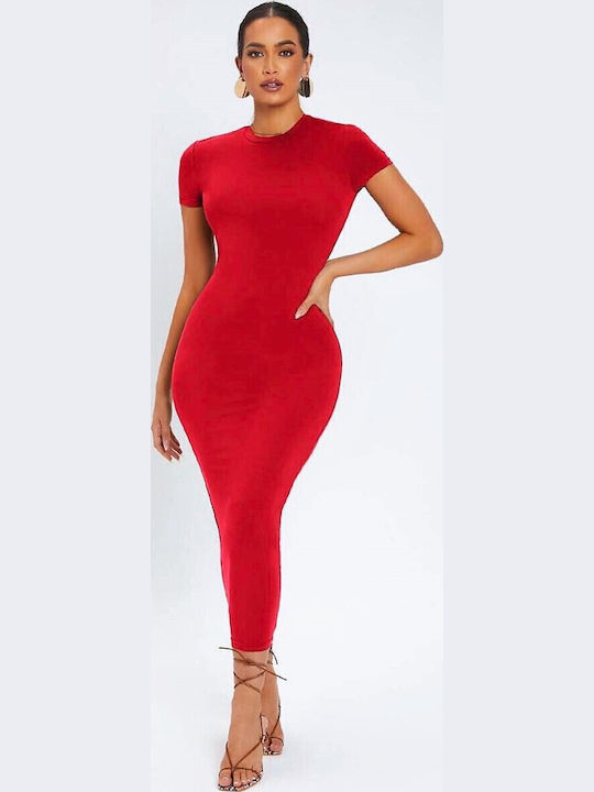 Καλοκαιρινό Midi Βραδινό Φόρεμα Red
