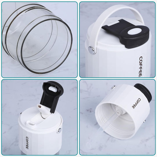 Belle Vous Pahar Termos Din Plastic 400ml Alb/transparent Cu Pai Și Mâner