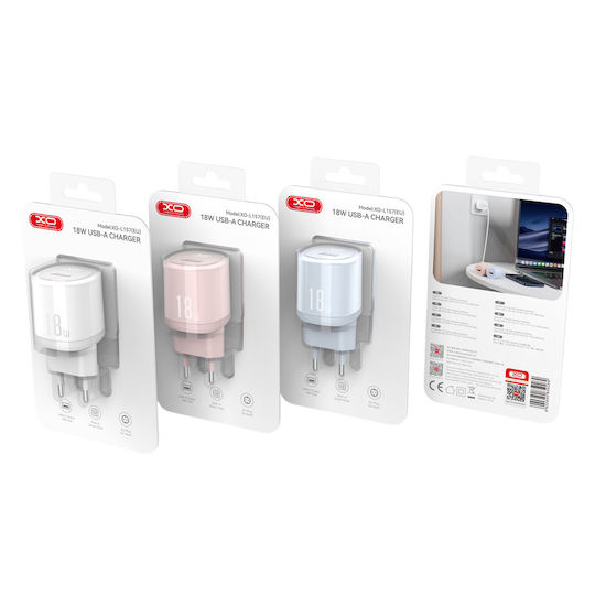 XO Încărcător Fără Cablu cu Port USB-A 18W Quick Charge 3.0 Roz (L157)