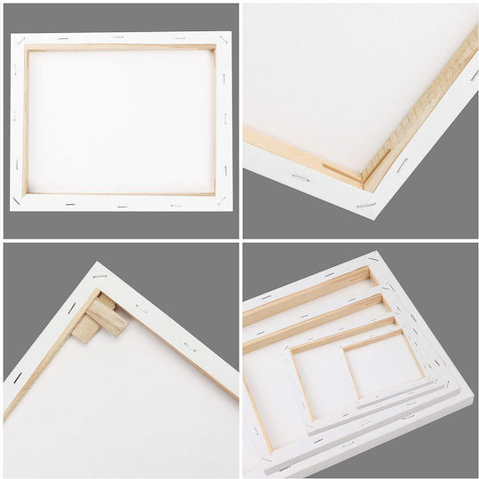 Set 4 Pânze De Pictură Belle Vous Bumbac Imprimat 16 Bare Din Lemn Pentru Întindere Dimensiuni Mixte Potrivite Pentru Vopsele Acrilice Și Ulei Alb