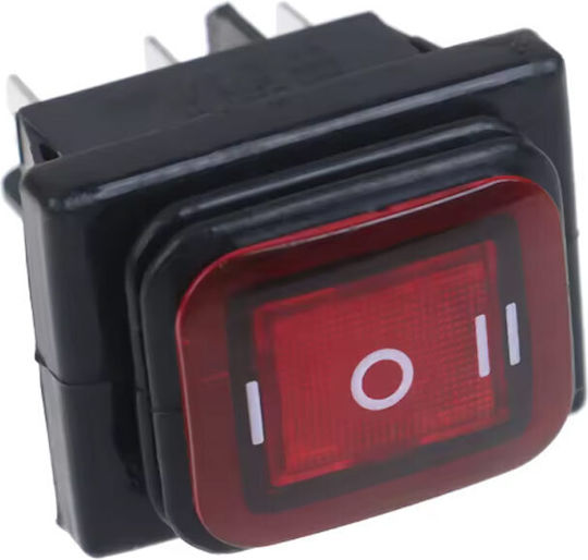 Αδιάβροχος Διακόπτης Φωτιζόμενος 12v/24v On Off On 6 Pin W10841-2 Κόκκινος