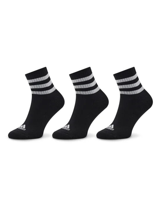adidas 3-Stripes Cushioned Αθλητικές Κάλτσες Μαύρες 3 Ζεύγη