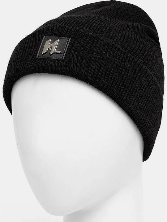 Beanie Unisex Σκούφος Πλεκτός σε Μαύρο χρώμα