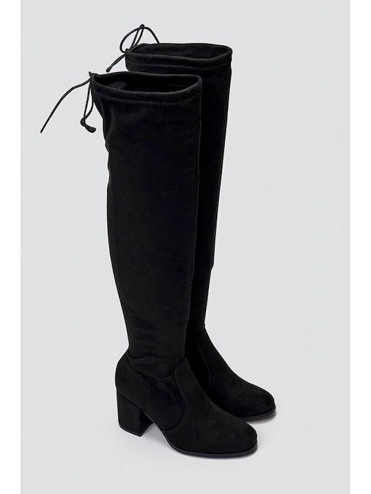 Wildleder Damenstiefel Über dem Knie Schwarz