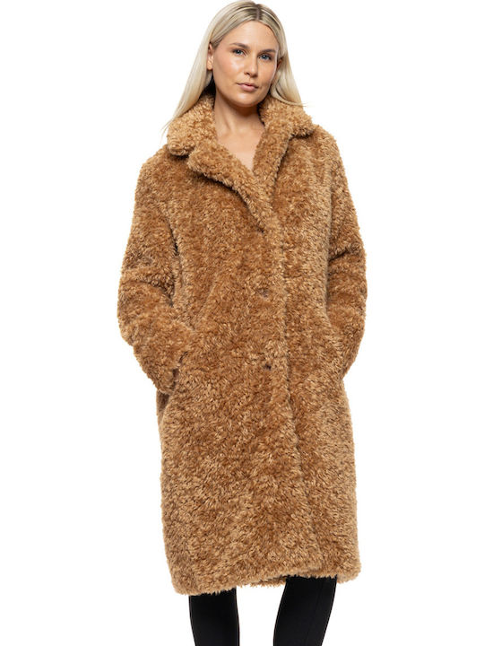 Lungă Blană de damă Camel