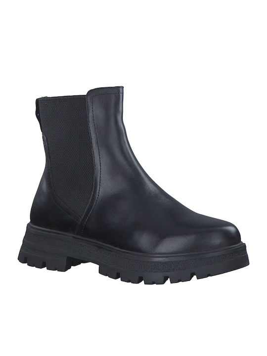 Ghete Dama Chelsea De Piele Cu Toc Mediu Negre