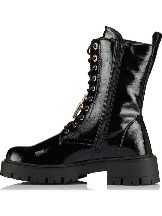 Women's Patent Leather Ankle Boots Black