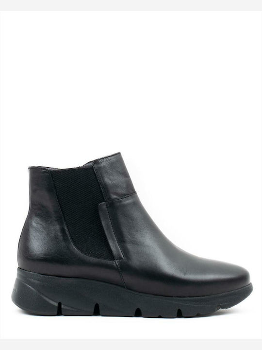 Leder Damen Chelsea Stiefeletten Schwarz