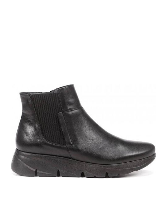 Leder Damen Chelsea Stiefeletten Schwarz