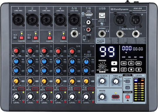 EuroDynamic AMS-8 Ψηφιακός Μίκτης 8 Καναλιών & Bluetooth