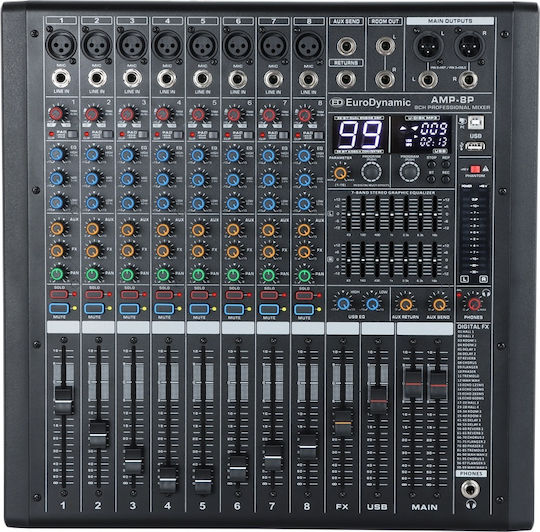 EuroDynamic AMP-8P Самоусилващ Цифров Комбайнер 8 канала & Bluetooth