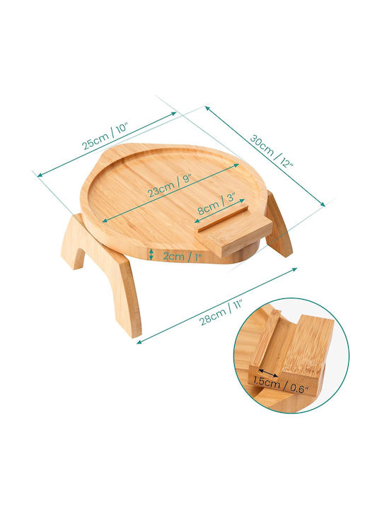 Belle Vous Bamboo Round Serving Tray Non-slip made of Bamboo in Brown Color 28x30cm 1pcs