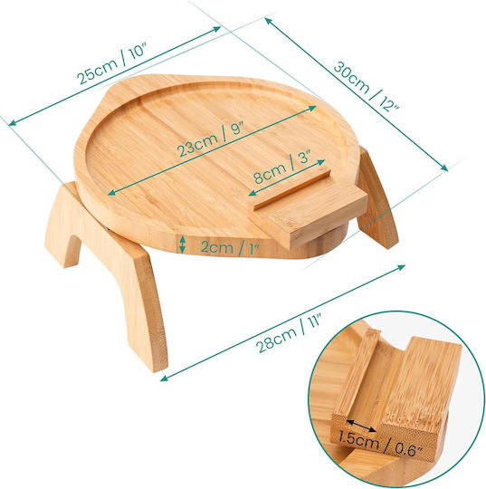 Belle Vous Bambus Rotund Tavă de Servire Antiderapant din Bamboo în Culoare Maro 28x30cm 1buc