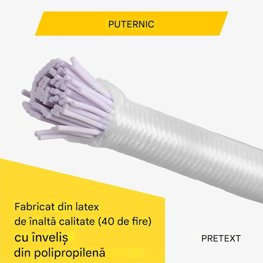 Set 25 Corzi Elastice Pretex Cârlig Metalic Realizate Din Latex Durabil 23 Cm Prindere Albe
