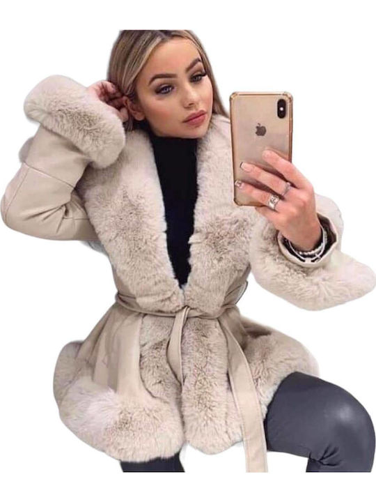 Women's Short Fur Ecru