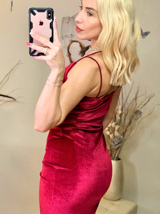 Summer Midi Evening Dress Red