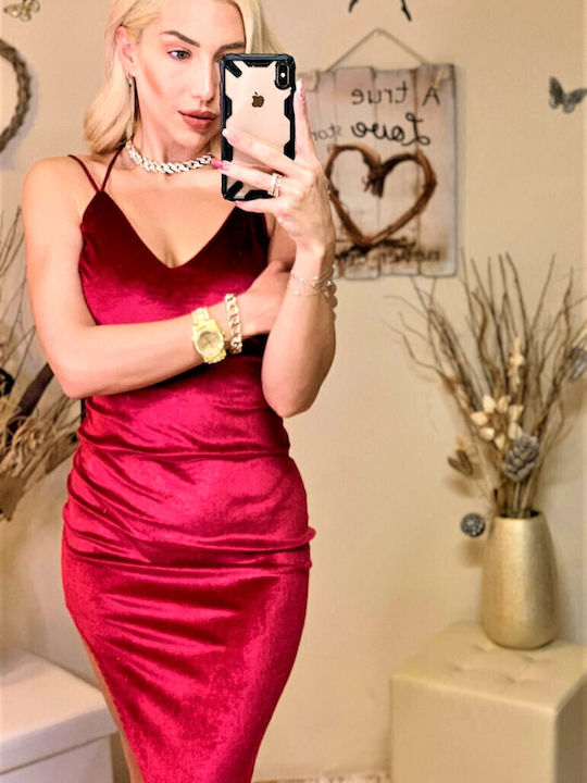 Summer Midi Evening Dress Red