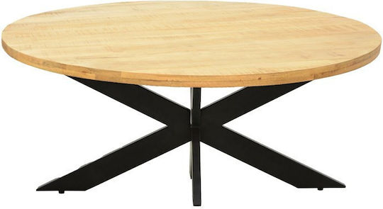 Royalty Round Dining Room Table Natural Wood Shade Black 130x130x77cm