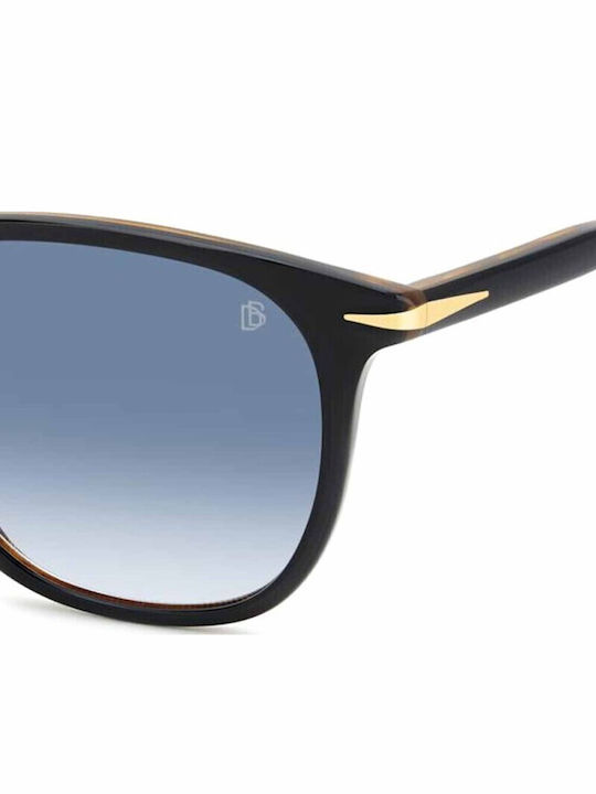 David Beckham Men's Sunglasses with Black Plastic Frame and Blue Gradient Lens DB 1160/S 05K/08
