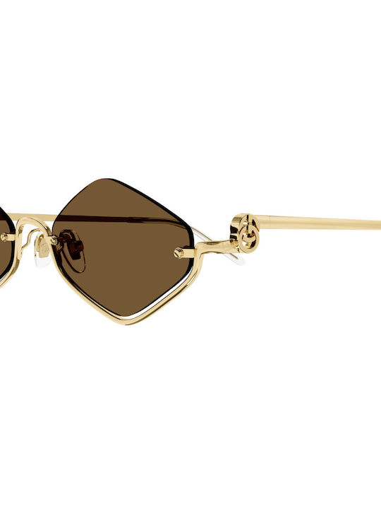 Gucci Unisex Ochelari de soare cu Auriu Cadru și Maro Lentilă GG1604S 002