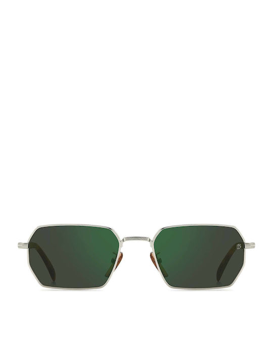 David Beckham Men's Sunglasses with Silver Metal Frame and Green Lens DB 1174/S 8JD/MT