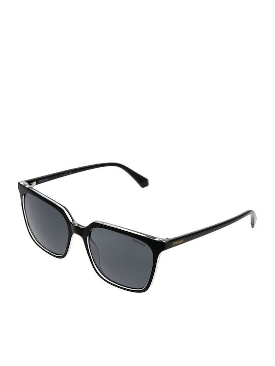 Polaroid Unisex Sunglasses with Black Plastic Frame and Black Lens PLD4163/S 7C5/55