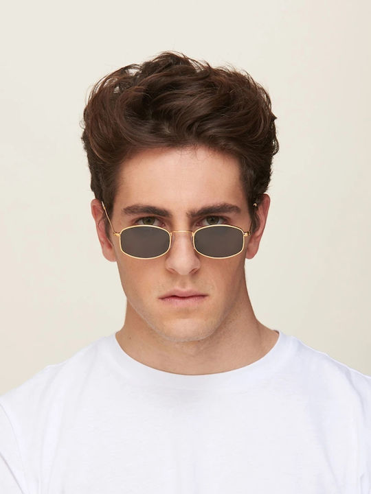 Meller Suku Unisex Sunglasses with Gold Metal Frame and Black Polarized Lens S-GOLDCAR