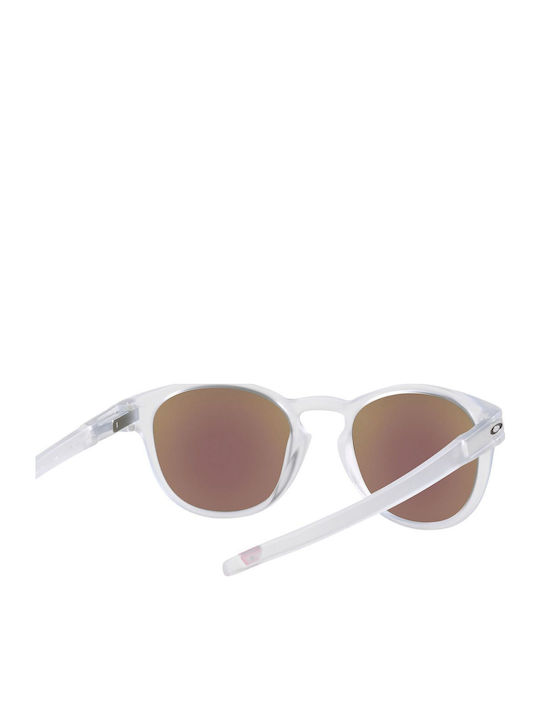 Oakley Latch Herren Sonnenbrille mit Weiß Kunststoff Gestell und Blau Polarisiert Spiegel Linse OO9265-65