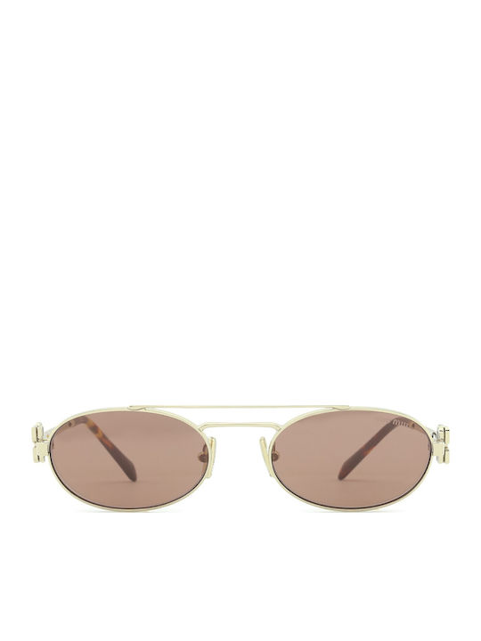 Unisex Sonnenbrillen mit Gold Metallischer Rahmen und Braune Spiegel Gläser