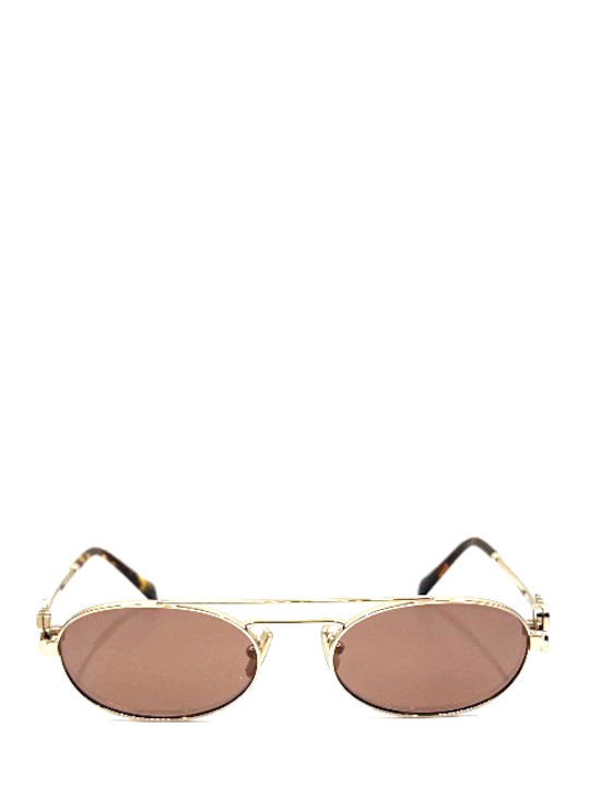 Unisex Sonnenbrillen mit Gold Metallischer Rahmen und Braune Spiegel Gläser