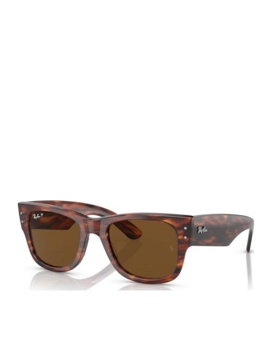 Ray Ban Mega Wayfarer Унисекс Слънчеви Очила с Кафяв Костенурков Пластмасов Рам и Кафяви Поляризирани Лещи