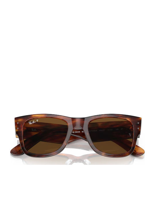 Ray Ban Mega Wayfarer Унисекс Слънчеви Очила с Кафяв Костенурков Пластмасов Рам и Кафяви Поляризирани Лещи
