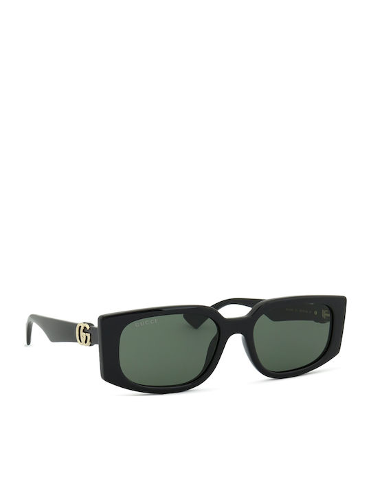Gucci Woman Sunglasses with Black Horn-Rimmed Frame and Grey Lens
