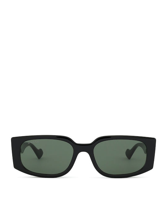 Gucci Woman Sunglasses with Black Horn-Rimmed Frame and Grey Lens