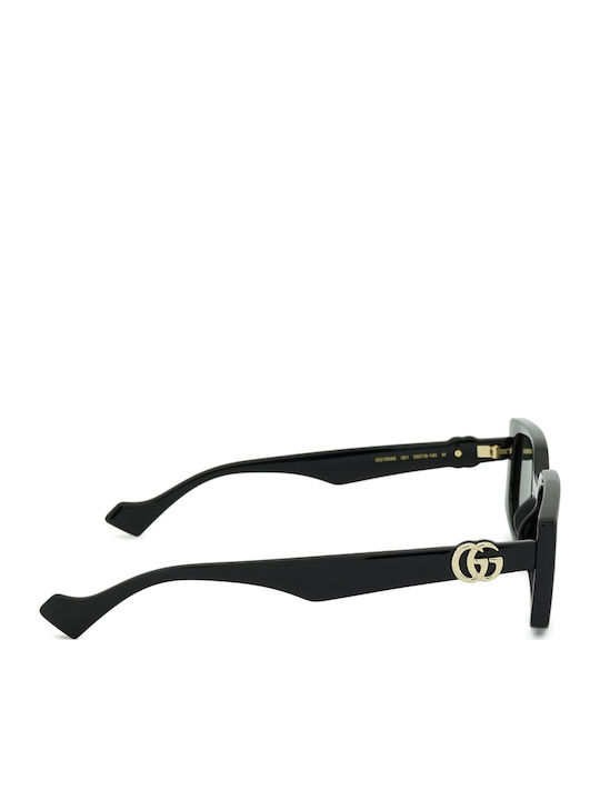 Gucci Woman Sunglasses with Black Horn-Rimmed Frame and Grey Lens