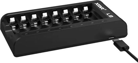 XTAR USB Зарядно 8 за батерии Ni-MH Размер AA/AAA в Черен цвят