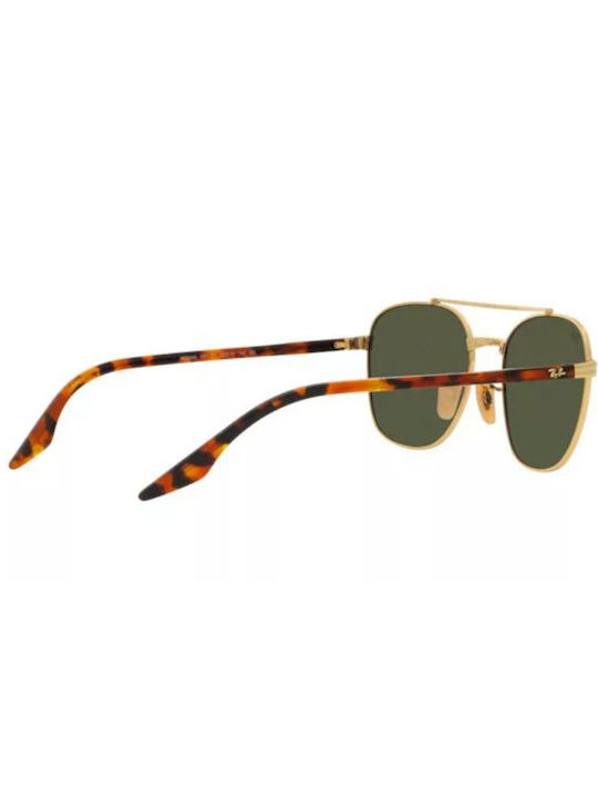 Ray Ban Унисекс Слънчеви Очила с Златен Метален Рамка и Зелени Стъкла RB3688 001/31