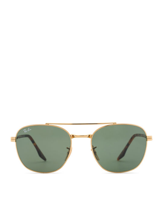 Ray Ban Унисекс Слънчеви Очила с Златен Метален Рамка и Зелени Стъкла RB3688 001/31